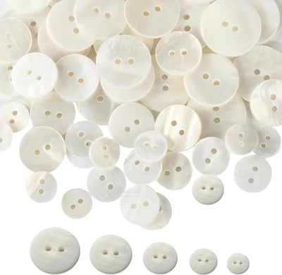 50PCS Pearl Buttons, Pearl Shell Bulk Sewing Buttons, 10Mm/12.5Mm/15Mm/18Mm/20Mm - Image 1 of 4
