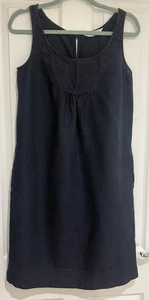 The White Company London 100% Linen Sleeveless Dress Navy 10 - Picture 1 of 12