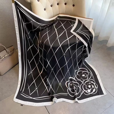 Classy Scarf LUXURY SATIN Designer Print Shawl Large Wrap Best Gift for Women - Image 1 of 4