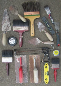Lote de trabajo de decoradores pintores raspadores pinceles cinta métrica etc. - Imagen 1 de 3