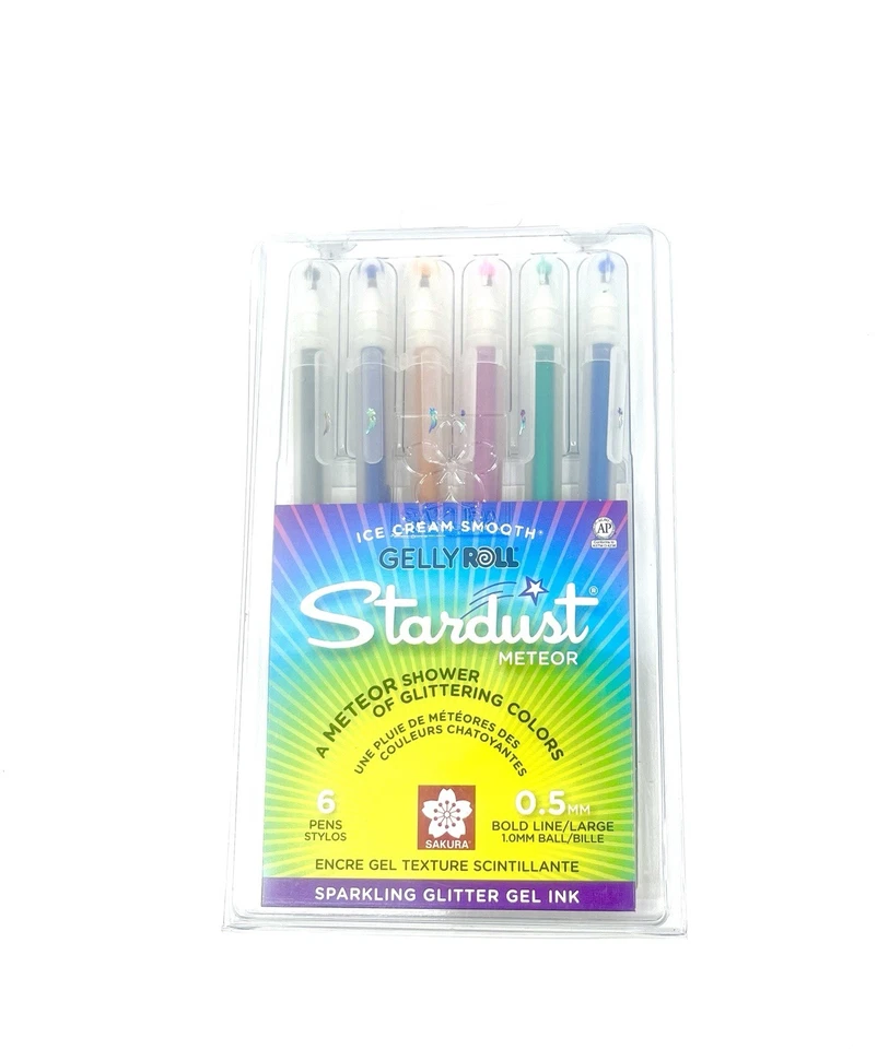 Sakura Gelly Roll Stardust Meteor Gel Pens Set of 6 – 37904 Glitter Ink Japan - Image 1 of 2