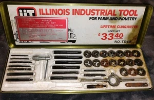 Acciaio al tungsteno industriale Illinois vintage 40 pezzi Set rubinetto e matrice - mancano 2 pezzi - Foto 1 di 7