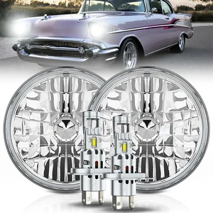 Pair 7" Inch Round LED Headlights Hi/LO Sealed BEAM Fit Chevy Bel Air 1955-1957 - Picture 1 of 18