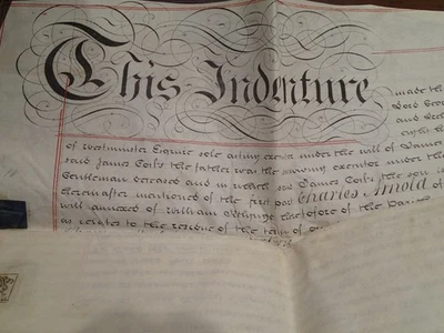 (B12) 1810 Vellum indenture,  Mepshall? Bedford Common Fields - Image 1 of 3