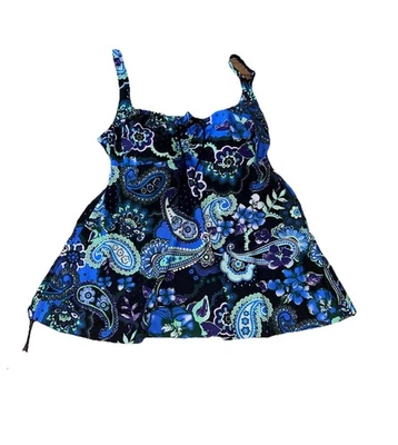 Sutiã Tankini Feminino Septangle Plus Size 22W Azul Preto Floral Sem Fio - Imagem 1 de 4