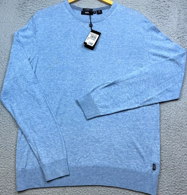Hugo Boss Sweater Men XL Blue Slim Fit 100% Fine Italian Cotton Yarn Long Sleeve - Image 1 of 4