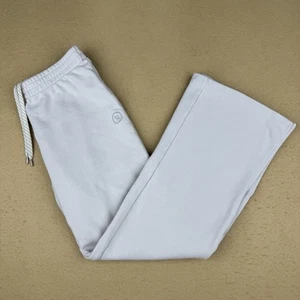 Vuori Sedona Wideleg Sweatpants Womens SMALL Cream Split Ankle Ham Logo VW4044 - Picture 1 of 18