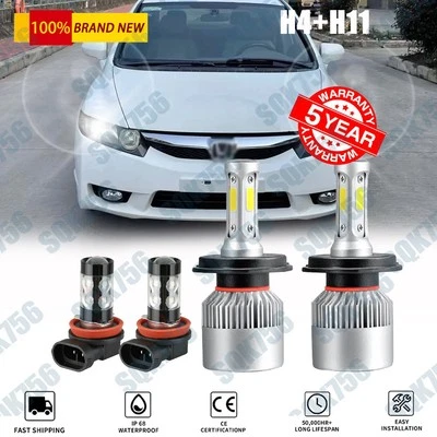 Faros LED de haz alto bajo + luz antiniebla 6000K bombillas 4X para Honda 2007-2019 HR-V Foto 1 de 4