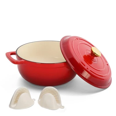 5QT Emaille Gusseisen Kochtopf Bräter rund mit Deckel langlebig hitzebeständig - Bild 1 von 4