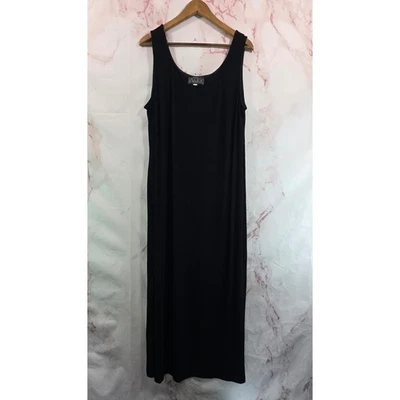 Alex Evenings Dress Womens 18W Black Slinky Long Maxi Rib Pleated Mother Bride - Image 1 of 4