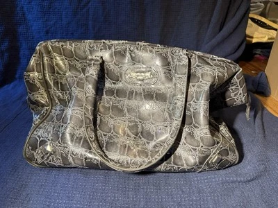 Bolsa de equipaje grande gris charol cocodrilo 100 % PVC Kathy Van Zealand para pasar la noche Foto 1 de 4