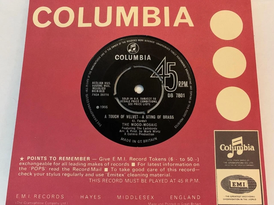 MOOD MOSAIC Touch Of Velvet A Sting Of Brass MOD THEME 1966 Columbia DB7801 VG+ - Image 1 of 2