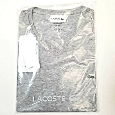 *NEW* Men Lacoste V-Neck Pima Cotton Jersey T-shirts Grey (TH6710 CCA) - Image 1 of 3