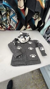 Kids Ethic Alpaca Cotton Knit Handmade In Ecuador Zip Hood Sweater Jacket Size 5 - Picture 1 of 7