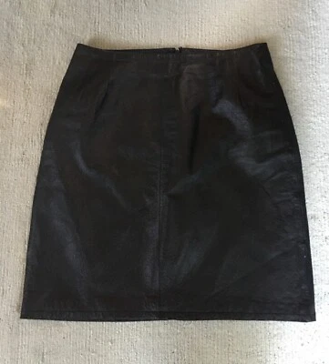 Falda lápiz forrada de poliéster negra de cuero genuino Clio para mujer talla 8 ***Nueva Foto 1 de 4