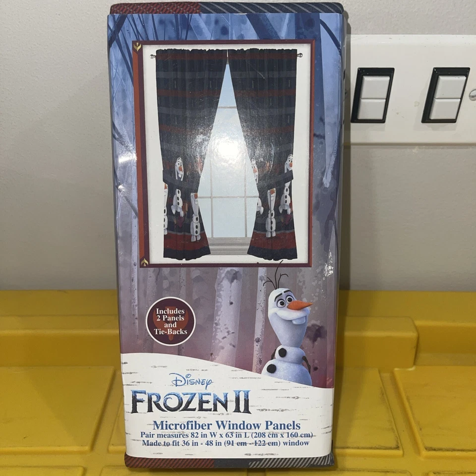 Franco Kids Window Curtain Panels Drapes Set 82" X 63" Disney Frozen 2 Olaf