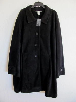 Chaqueta polar Roaman's abrigo de coche para mujer - botón delantero - negro - talla 1X ajuste 5X - nuevo sin etiquetas Foto 1 de 4