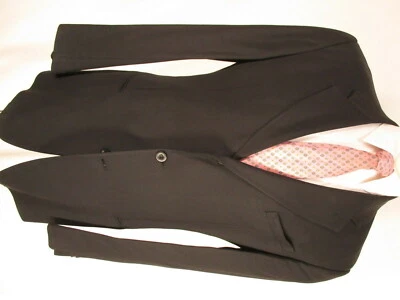 Armani Collezioni Mens Black Herringbone 3 Btn Wool Rayon Silk Sport Coat 42L - Image 1 of 4