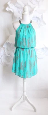 Vestido Halter AQUA Talla M Estampado Azul Aqua Sin Mangas Nuevo con Etiquetas Clásico Playa Foto 1 de 4