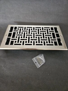 DECOR 6 In. X 12 In. Steel Nickel Oriental Design Floor Register - Picture 1 of 3