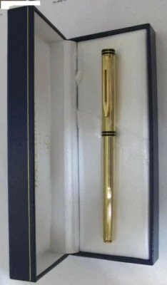 Waterman эксклюзивный перьевая ручка в тонкую полоску золото 18K золото Med Pt новый в коробке - Изображение 1 из 2