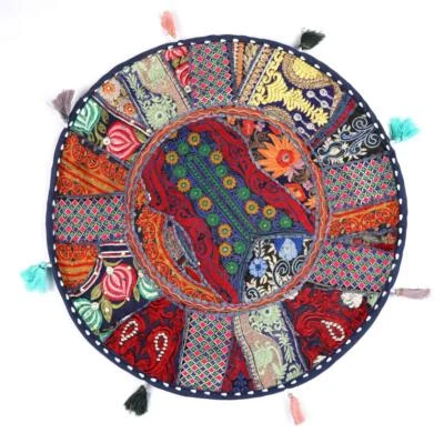 22" Pillow Cover Throw/Tapestry/Bean Bag Large With Bohemian Patchwork  Blue - Image 1 of 2