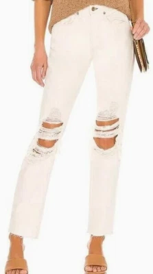 RAG & BONE ROSA MID RISE BOYFRIEND ECRU WITH HOLES WHITE 32 - Image 1 of 3