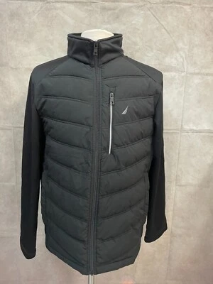 Nautica Jacket Mens Black Quilted Mixed Media Softshell Water Resistant Size L - Image 1 of 4