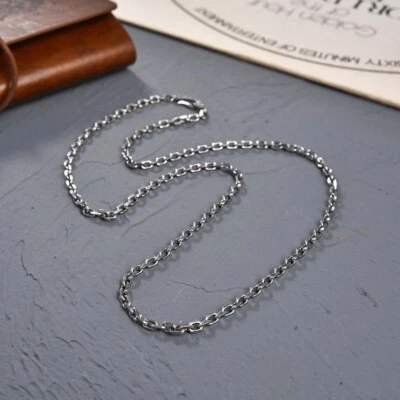 Real 925 Sterling Silver 3mm Cable Link Chain Men's Necklace 19.7inch - 31.5inch - Image 1 of 4