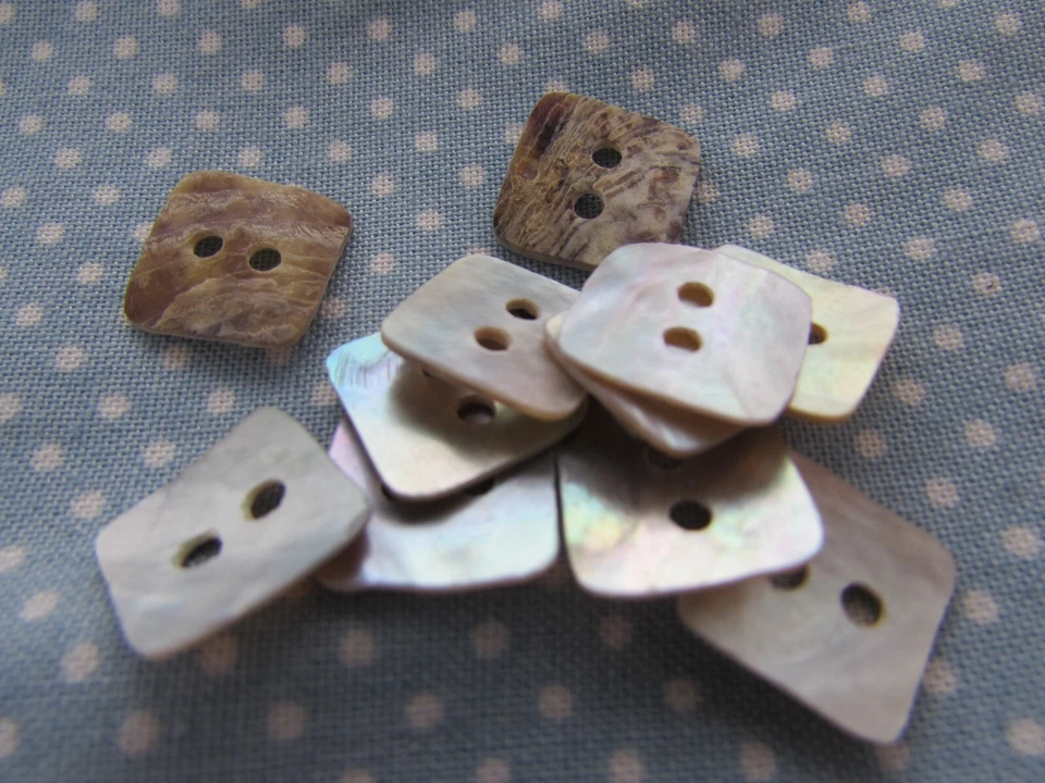Square Buttons 10mm Mother of Pearl Shell Buttons 2 Hole MOP Buttons - Image 1 of 1