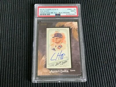 2018 TOPPS ALLEN GINTER IAN HAPP FRAMED BLUE AUTO #13/25 PSA 9 MINT  CUBS - Image 1 of 2