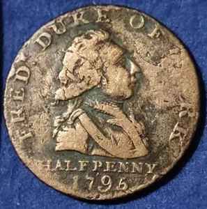 ROYAUME-UNI half Penny token, jeton cuivre, Duke of York, 1795 JETON - Imagen 1 de 2