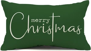 Christmas Pillow Covers Merry Christmas Throw Pillow Decorative Beige Cotton - Picture 1 of 12