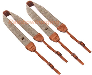 (2 Pcs) Vintage Brown Weave Camera Shoulder Neck Strap Canon Nikon Sony DSLR - Picture 1 of 6