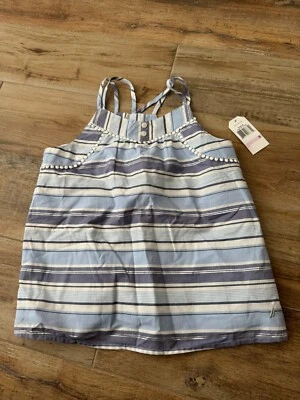 Blusa sin mangas para niña Nautica talla 6 azul blanco azul marino a rayas algodón Foto 1 de 4