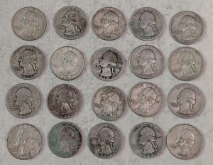 (LOT OF 20) WASHINGTON SILVER QUARTERS RANDOM DATES 1938-1964 SPD MINTS - Picture 1 of 2