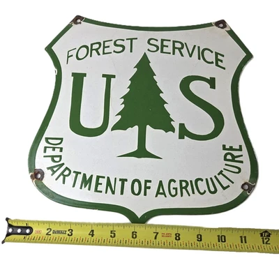 Vintage Forest Service Porcelain Sign - Agricultural National Park Gasoline Sign - Изображение 1 из 4