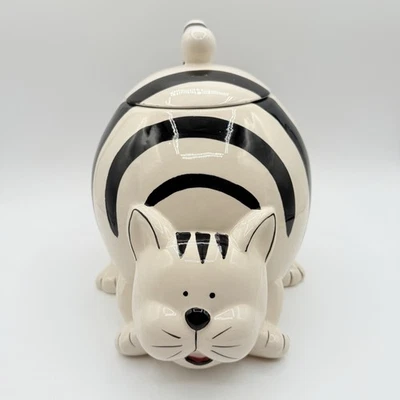 Tarro de azúcar para galletas de gato Kitty Pier One 1 importa grasa gordita negro blanco. RETIRADO Foto 1 de 4