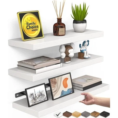 Rustic Wall Mounted Shelves Set of 3 Adjustable Space Saving Storage Brackets US - Image 1 of 4