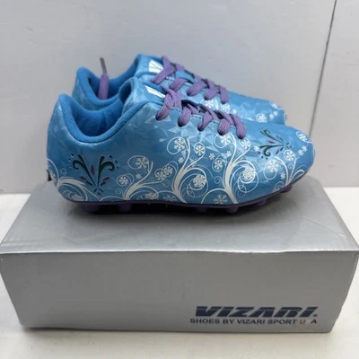 Size 10.5 VIZARI Soccer Cleats Kids Girls Blue Pink Lace-Up Frost NEW - Image 1 of 4