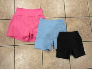 Womens SHORTS~Lot of 3 Pairs NEW~size SMALL~Stretch~BIKER FLAIR~Pink Blue Black - Picture 1 of 8