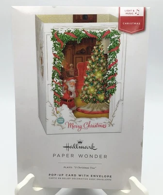 Tarjeta emergente de árbol de Navidad Hallmark Paper Wonder Papá Noel con luces y música Foto 1 de 4
