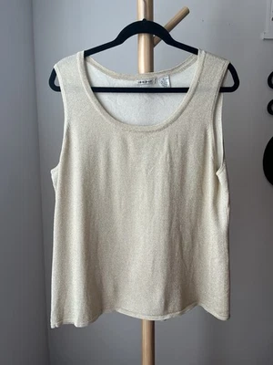 Blusa sin mangas dorada brillante metálica Laura Ashley talla XL brillante Foto 1 de 4