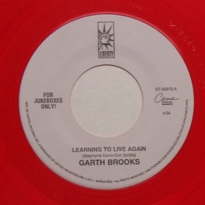 Garth Brooks - Learning To Live Again - 1993 NM Jukebox Only Red Vinyl 45 - Image 1 of 3