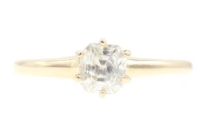 Solitaire 0.50 Ct Asscher Cut Moissanite 14KT Yellow Gold Engagement Ring 1.46g - Picture 1 of 19
