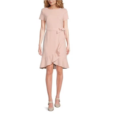 Vestido para mujer Calvin Klein talla 16 rosa con volantes manga corta carrera Foto 1 de 4