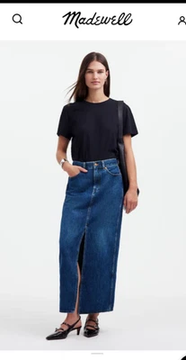 Madewell Denim Front Slit Midi Skirt Blue Size 31 NWT - Image 1 of 4