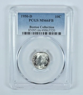 1950-D Roosevelt Dime Boston Collection MS66 FB PCGS Blue Label - Image 1 of 4