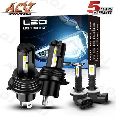 For Kia Rio 2003-2011 LED Headlight High Low Beam + Fog Light Bulbs Combo 6000K Foto 1 de 4