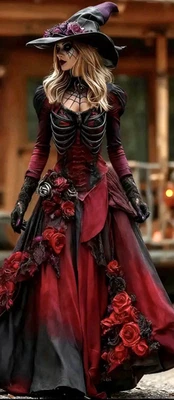 🎃Disfraz de bruja de Halloween para mujer, aterrador pero caliente👻🧙 Foto 1 de 4